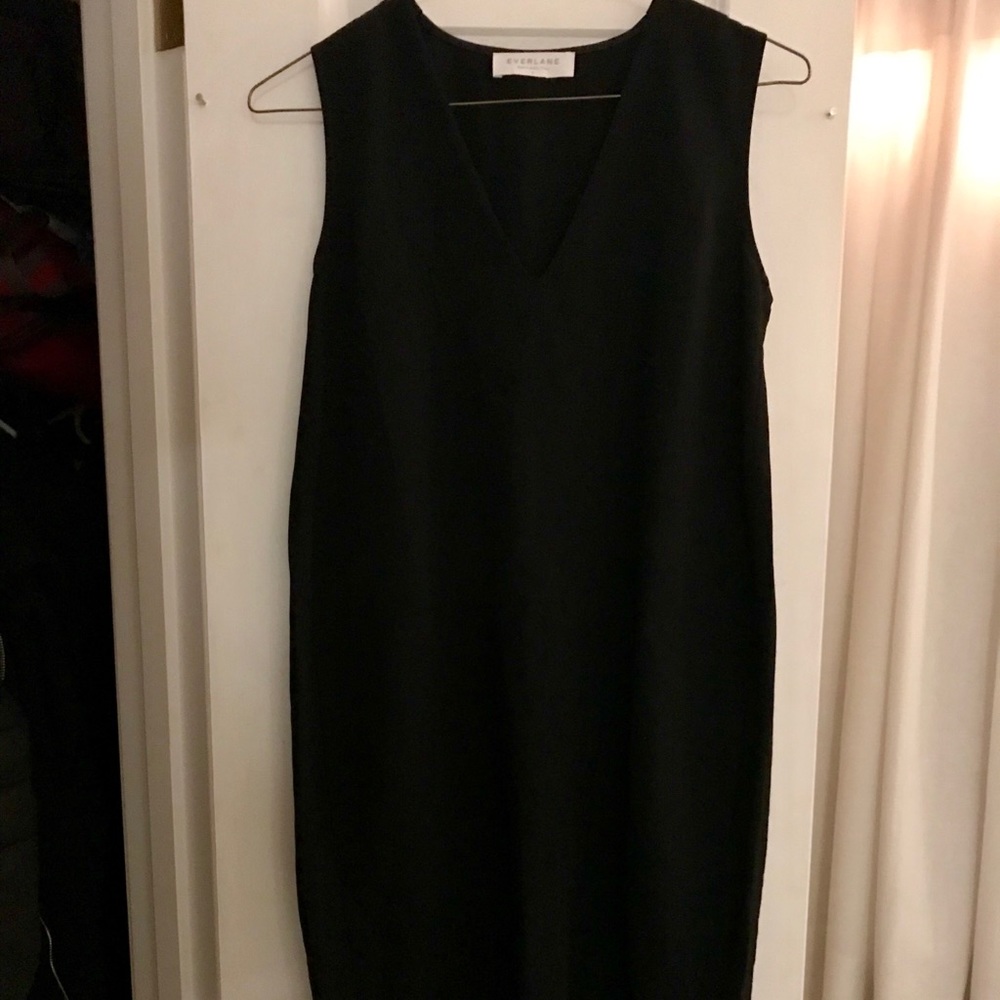 Everlane, black,  Sleeveless V-Neck Dress, 0